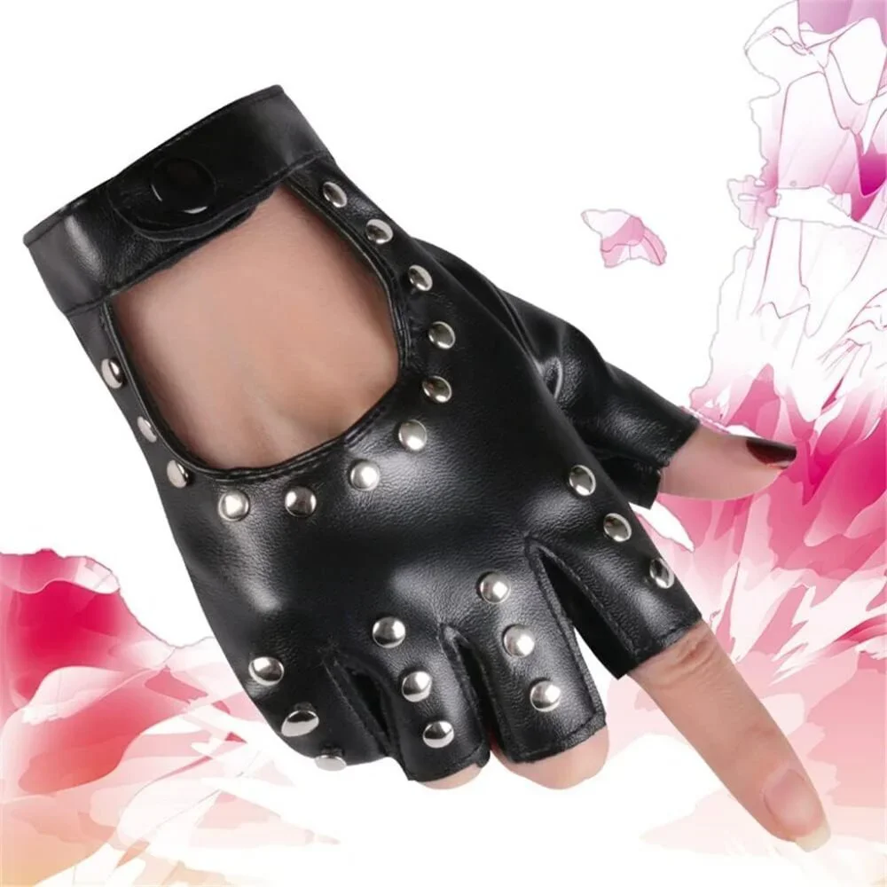 Women's Black-1 Fingerless Cosplay Gothic Gloves Punk Rock Halloween Party